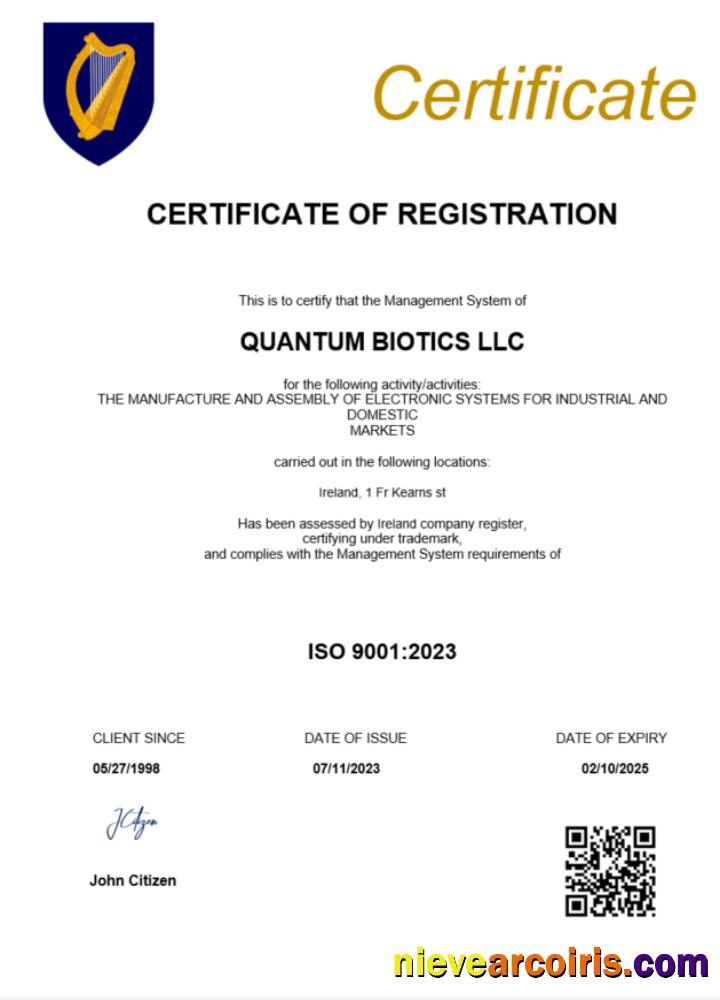 Ireland certificate of registration